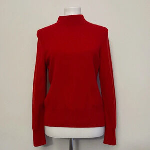 Prive cashmere red mockneck sweater medium classic chic Christmas winter